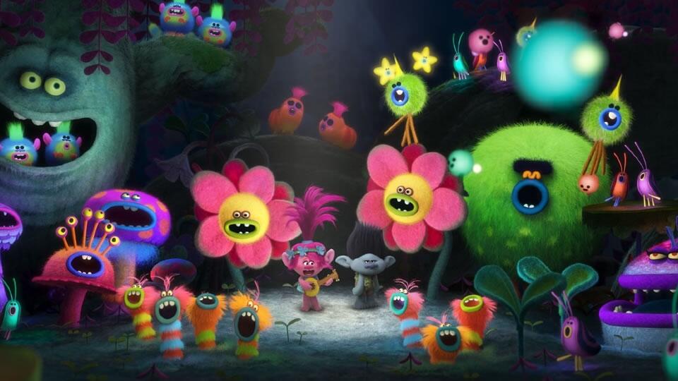 Still 2 uit de film Trolls